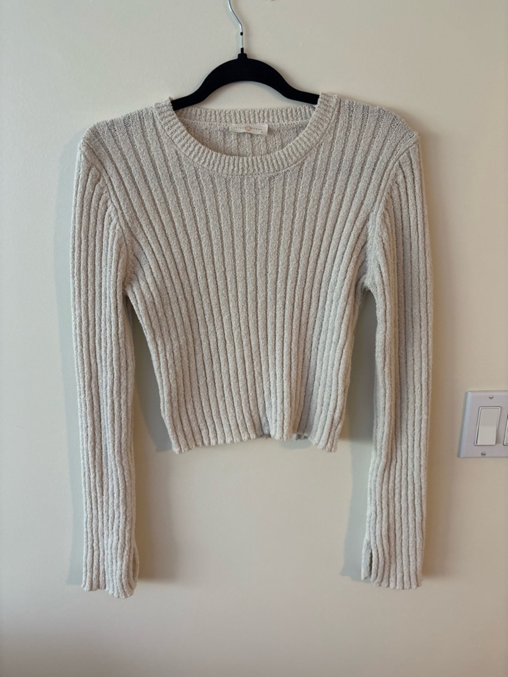 Soft Ribbed Crewneck Sweater in Cream - Women's